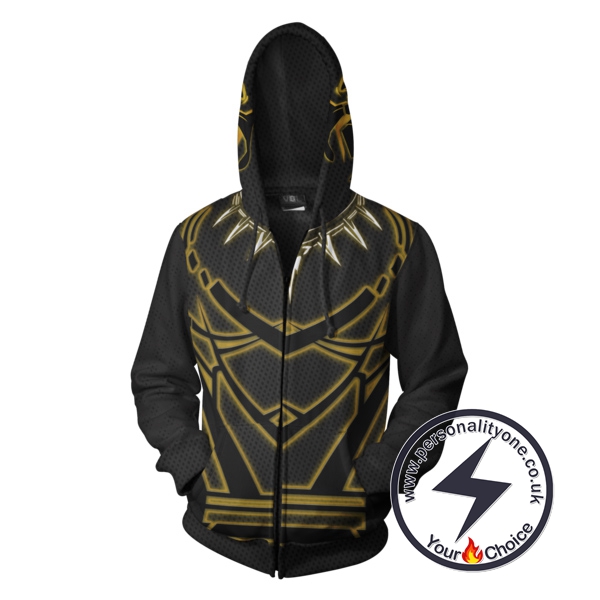 Black Panther Costume Zip Up Hoodie Jacket